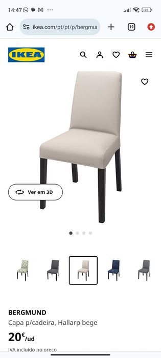 Capa de cadeira de sala jantar