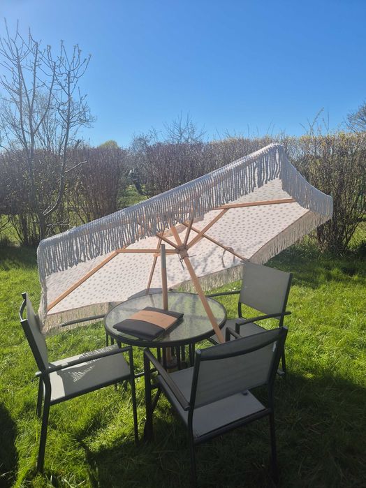 Parasol ogrodowy balkonowy boho frędzle + pokrowiec