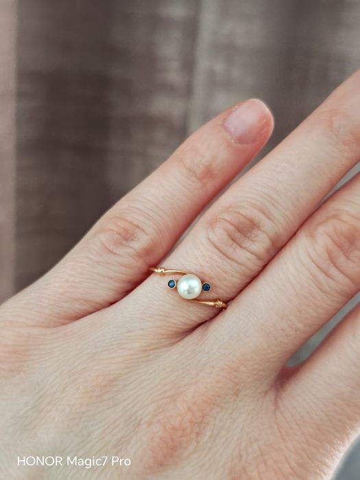 Pierścionek, złoto 18k, perła.