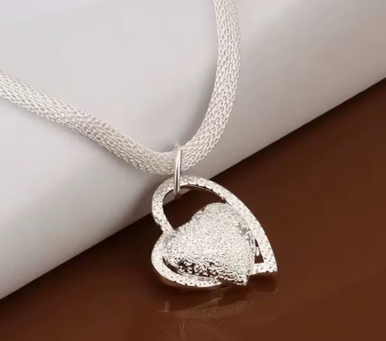 Naszyjnik gruby serce srebro 925