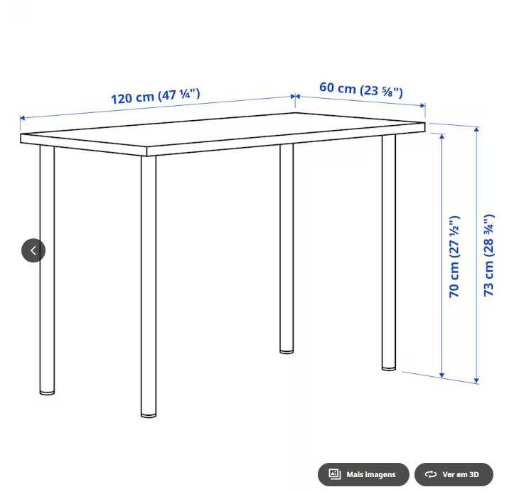 Secretária IKEA LAGKAPTEN / ADILS, carvalho e branco, 120x60 cm