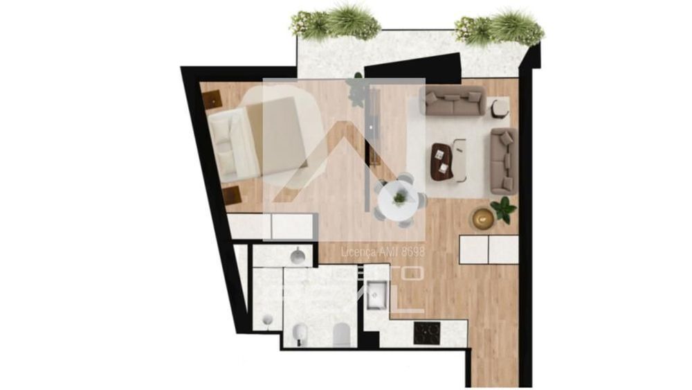 Apartamento T0 + varanda + lug. de garagem (Costa Cabral)