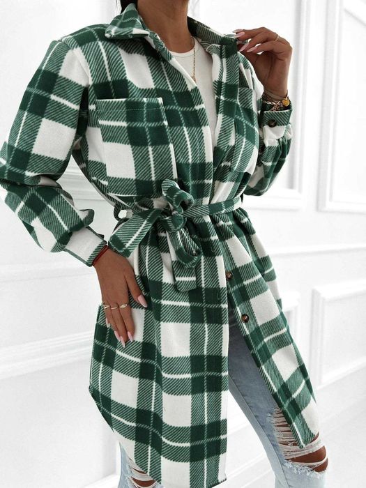 Kurteczka flanelowa  W kratę, Koszula ,Wiskoza