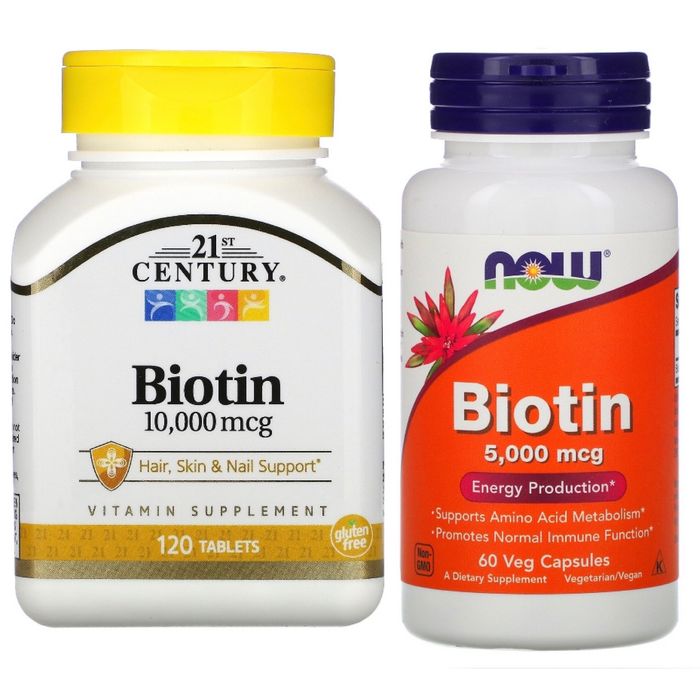Биотин для роста волос 5,000 и 10,000 мкг Now
