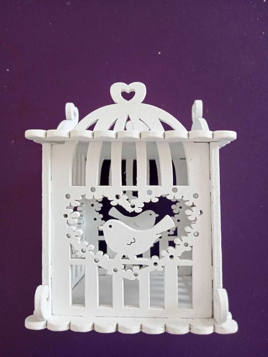 Mini Gaiola Passarinhos (Porta Alianças) de madeira