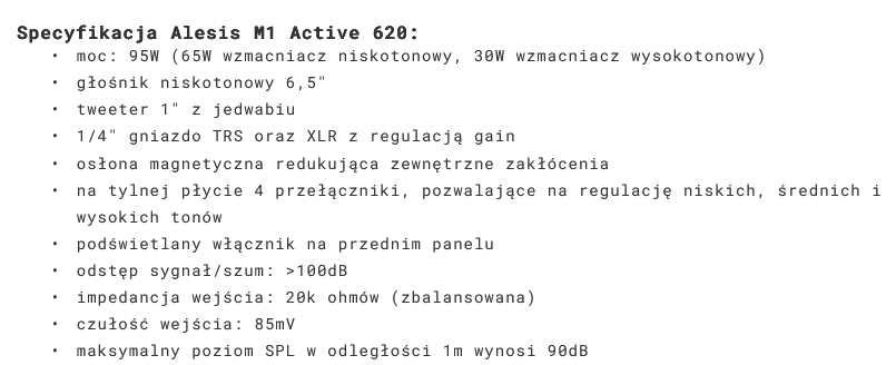 Monitory studyjne Alesis m1 active 520