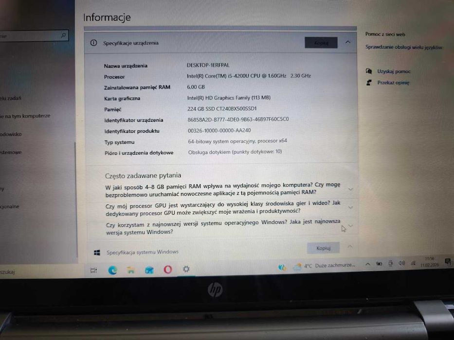 Laptop HP Pavilon TS 15 Notebook PC