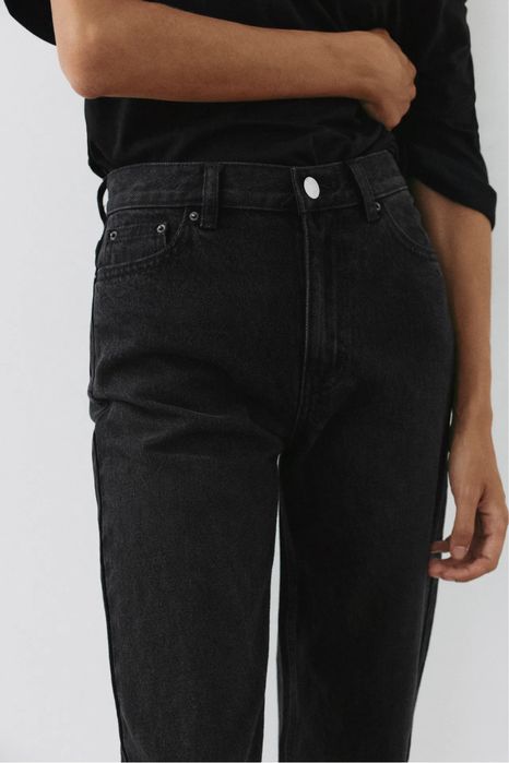 Оригінал Pull&Bear Mom Comfort жіночі джинси мом чорні 38 High Rise висока посадка