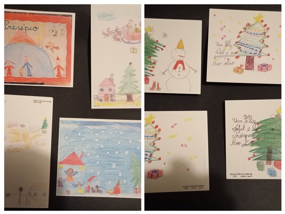 Postais de Natal feitos á mão