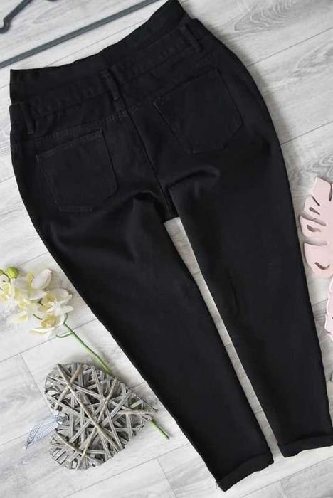 ** jeansy czarne 7/8 podwijane MOM ciążowe_M