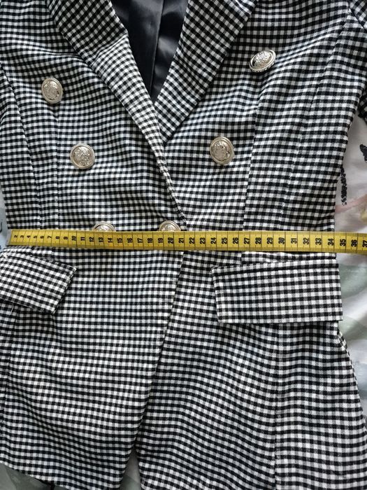 Garnitur damski made in italy w kratkę czarno biały marynarka  spodnie
