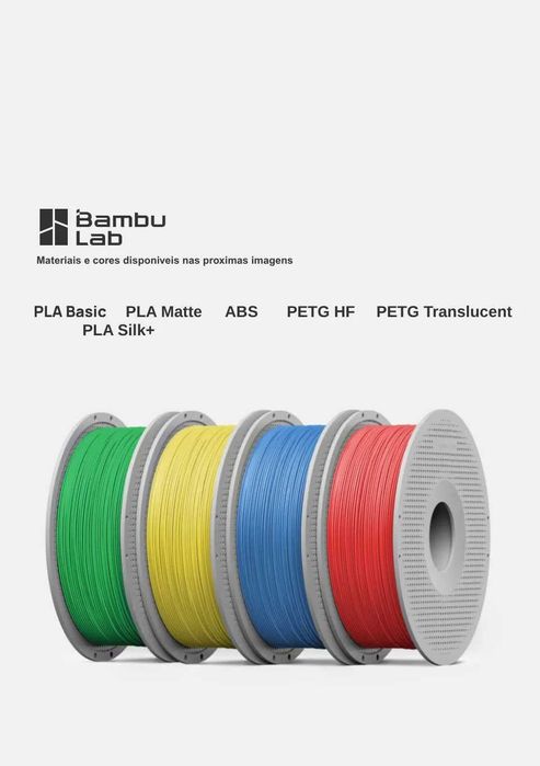 Filamentos Bambu Lab Originais – PLA, PETG, ABS, TPU, etc