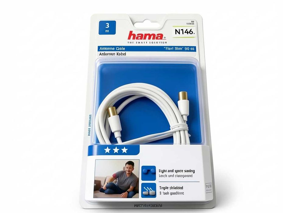 N146 Kabel Antenowy Hama Flexi-Slim 3m 90 dB
