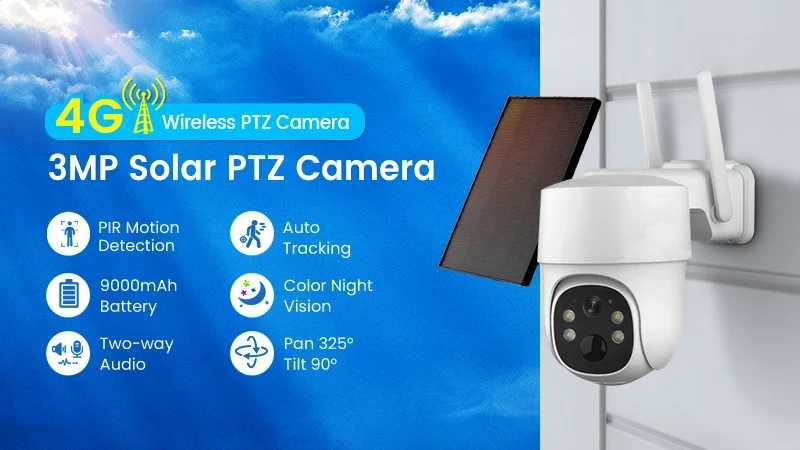 Câmara Vídeo Vigilância 4G Bateria/Solar 100% Sem Fios (NOVO)