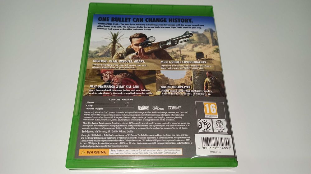 xbox one SNIPER ELITE 3 PL po polsku gra snajperska II wojna światowa