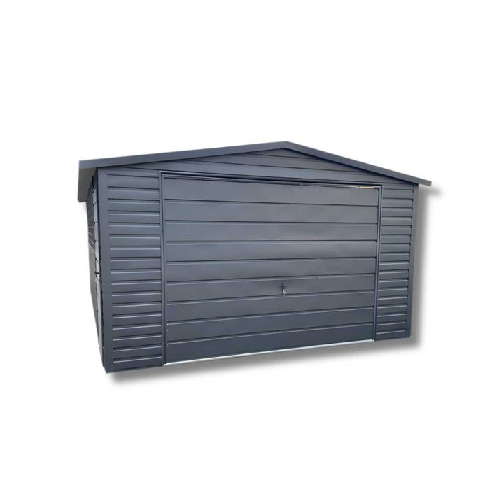 Garaż Blaszany 3.5x5 ciemny grafit MAT dwuspad brama uchylna PREMIUM