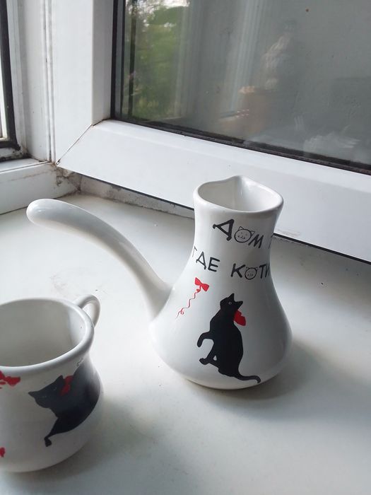 Керамічна турка с чашками