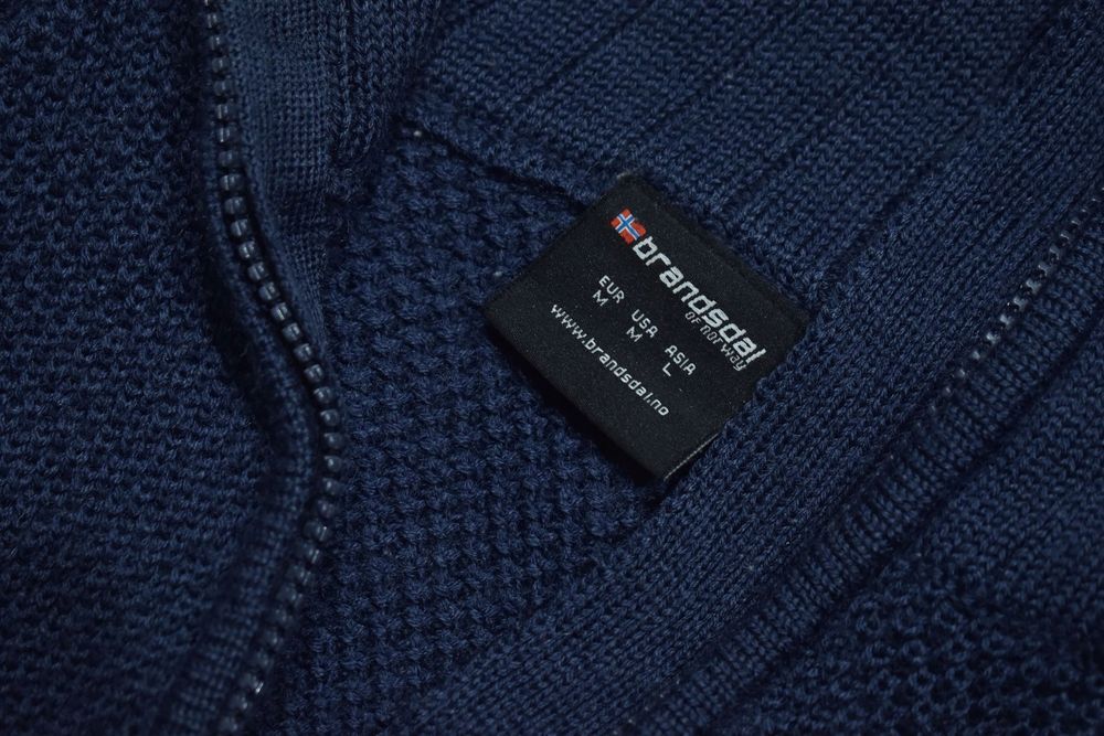 Brandsal Granatowy Sweter Merino Wool Zipneck Sportowy M