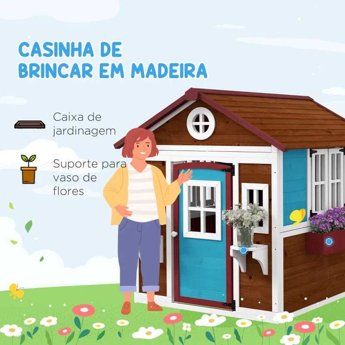 Casinha de Madeira Infantil - Castanho Escuro