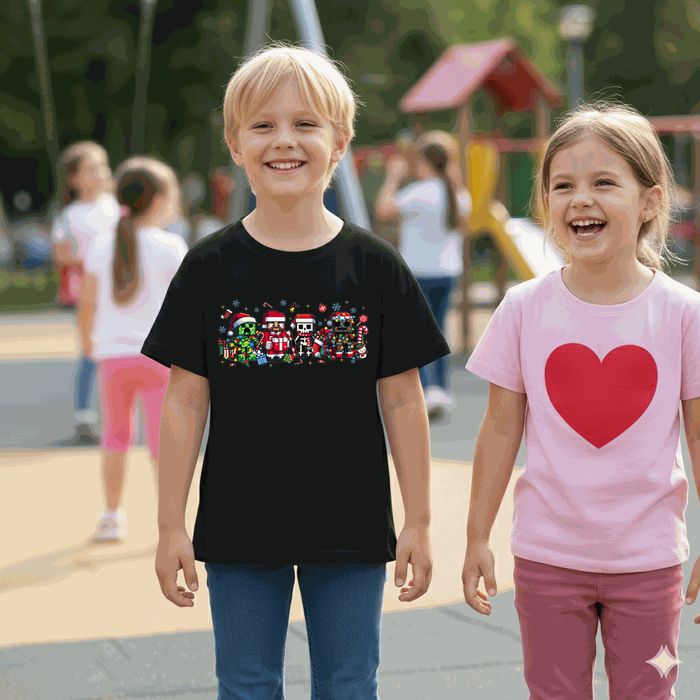 Koszulka dziecięca czarna świąteczne minecraft świąteczna prezent 128