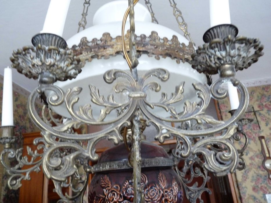 Lampa-żyrandol antyk styl naftowy