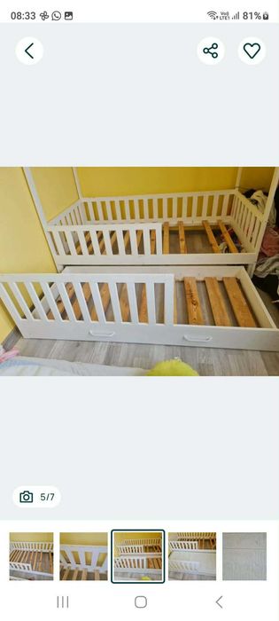 Łóżko domek z dostawką 2 osobowe + materac