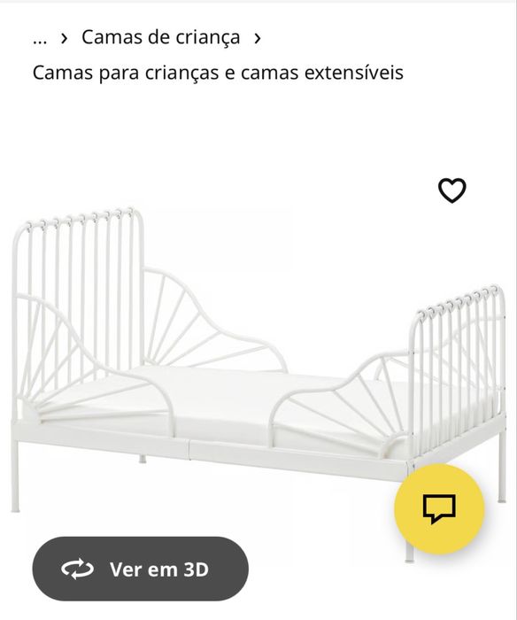 Cama Criança Minnen(extensivel cor branca)com estrado e colchão