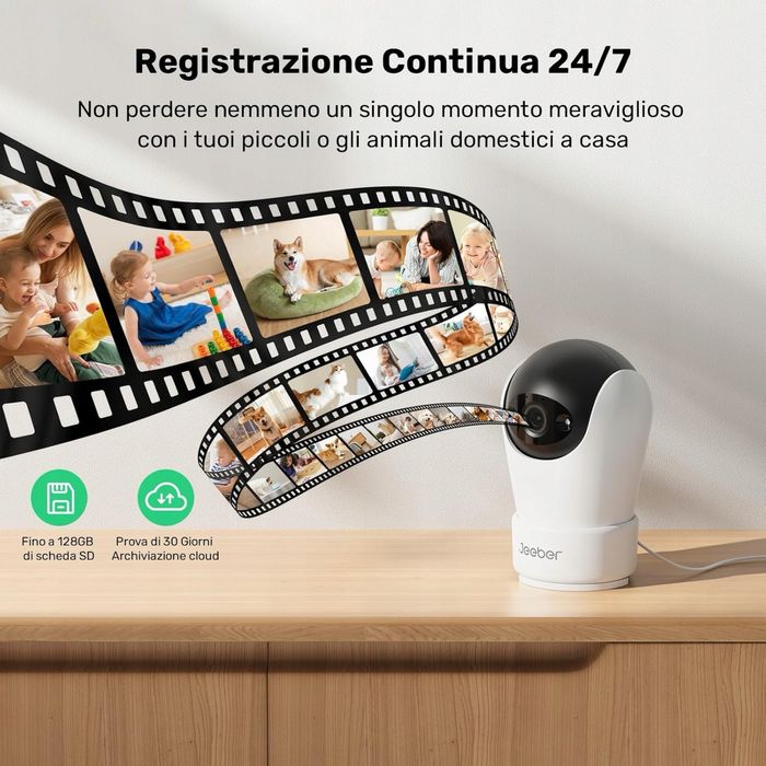 Jeeber D90 Kamera do monitoringu 360 stopni 2K Ultra HD WLAN