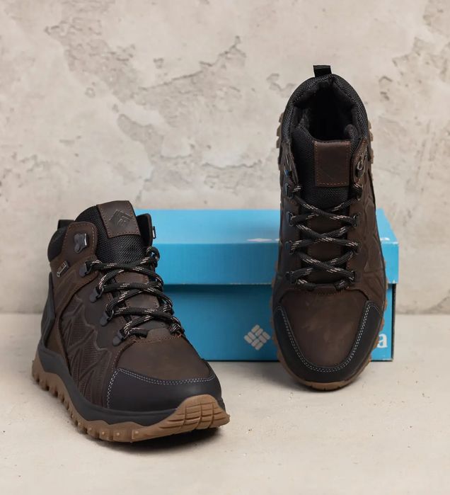 Коричневі зимові черевики, чоловічі ботінки columbia / мужские ботинки