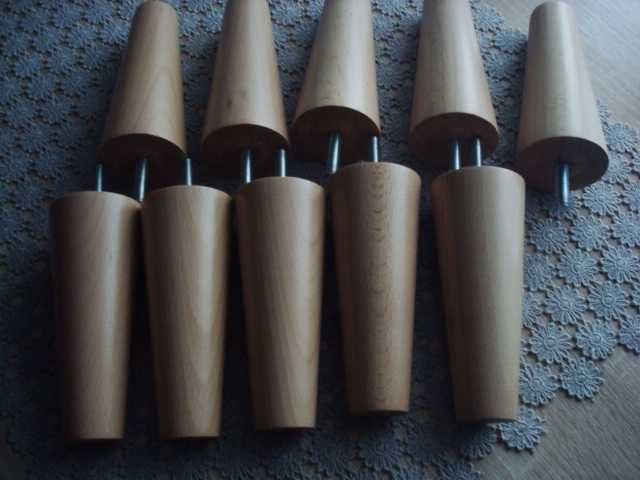 Noga bukowa toczona stożek 13 cm, lakier, ze szpilką M8