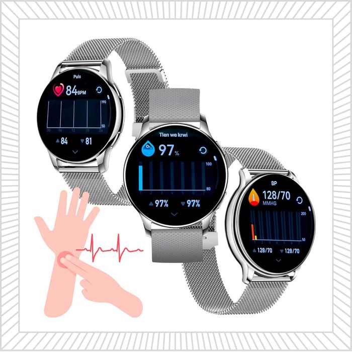 Smartwatch Zegarek Damski Rozmowy Powiadomienia Menu PL Amoled Puls