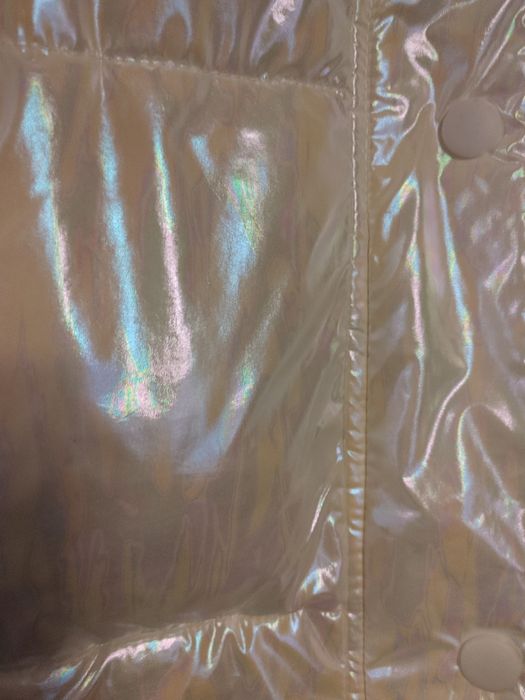 Kurtka jasna kremowa biała opalizująca holograficzna S rękawy