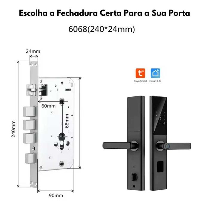 Fechadura Inteligente Biométrica Impressão Digital Cartão WI-FI TUYA