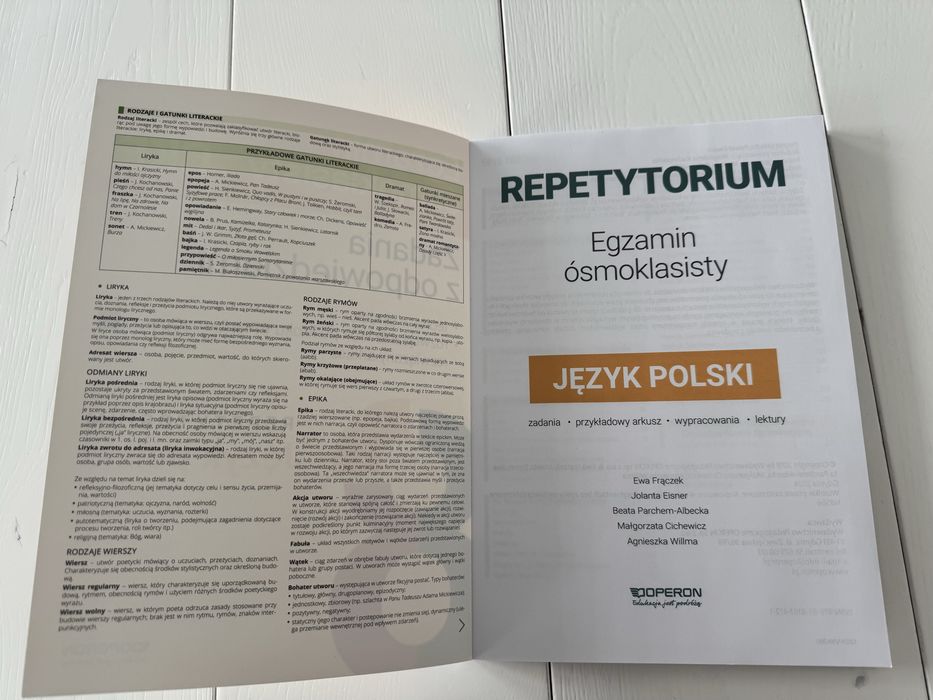 Repetytorium z j.polskiego do egzaminu ósmoklasisty Operon