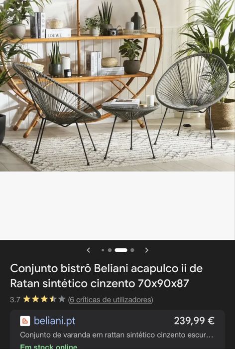 Conjunto mesa e cadeiras BELIANI