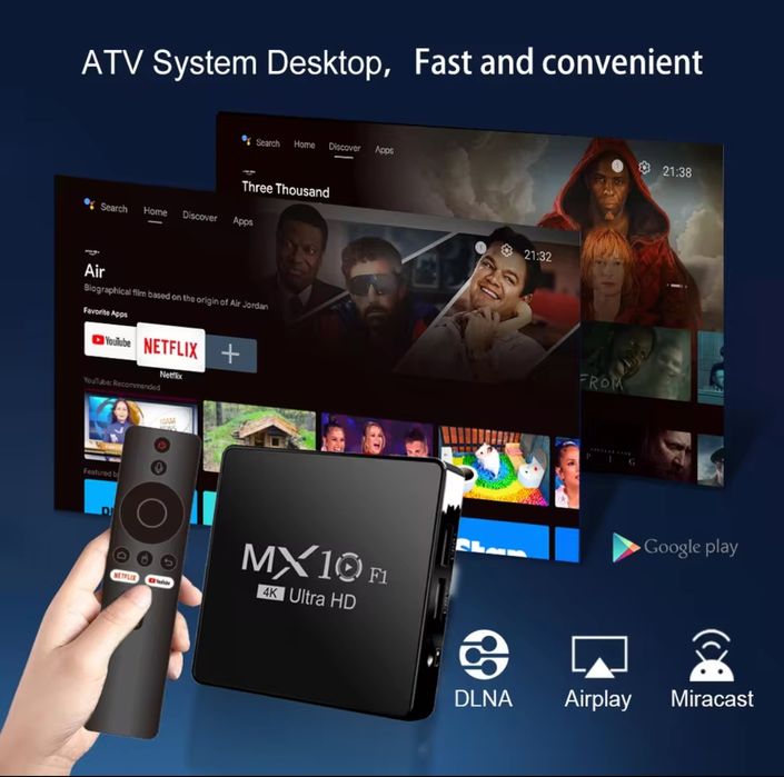 Нові Android ТБ-приставки MX10 F1 4K 5G 2/16 з пультом з голосовим