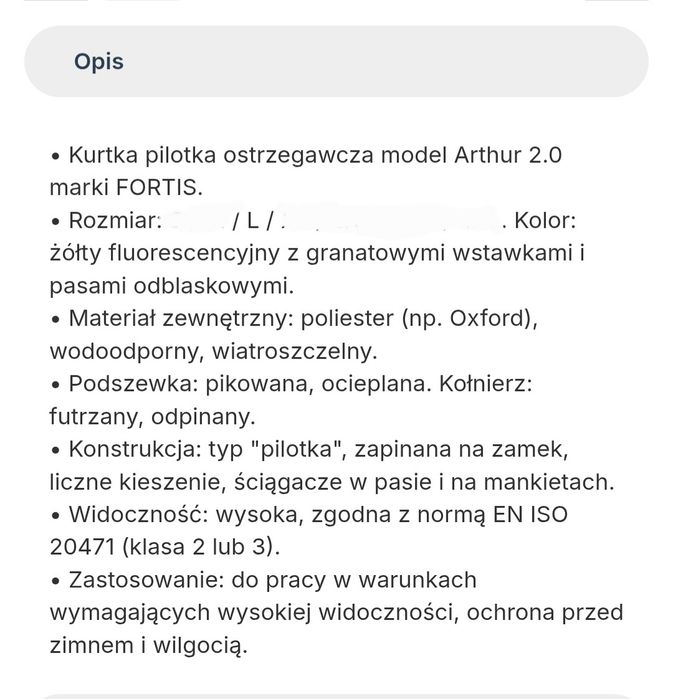 Kurtka odblaskowa-- robocza L/XL