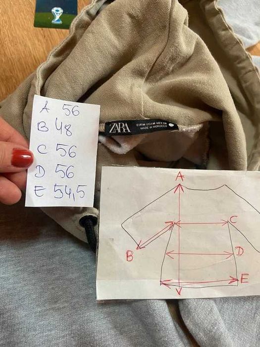 Zara bluza laczone materialy oversize luzna m l khaki 38 basic