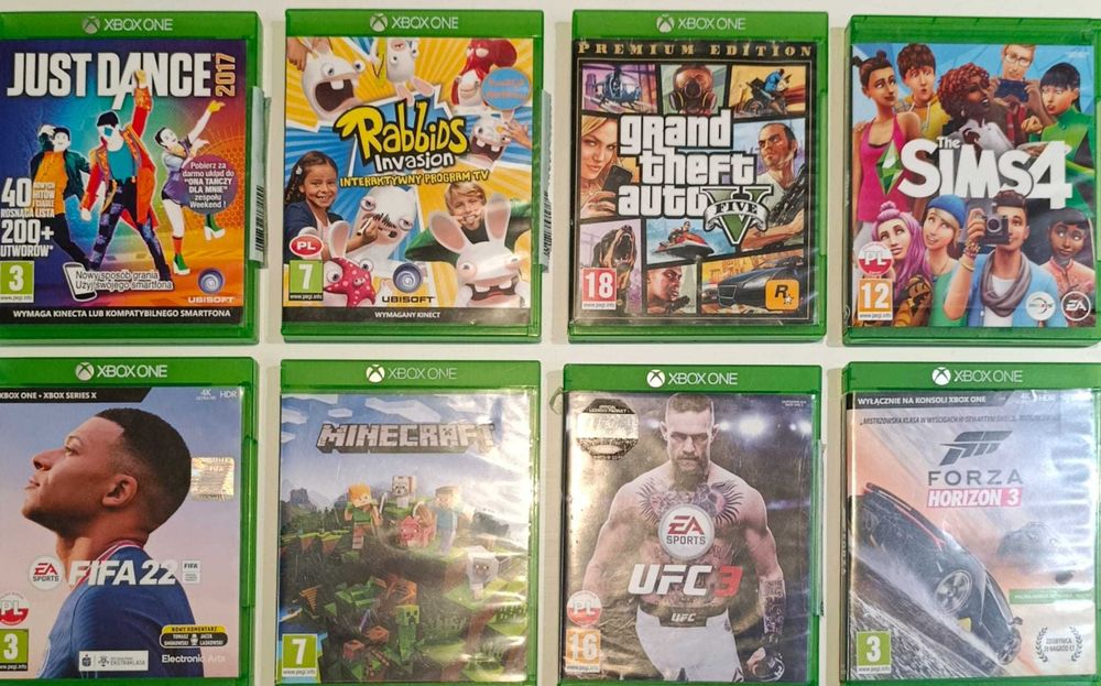 XBOX One S + 2 pady + kinect + 8 gier