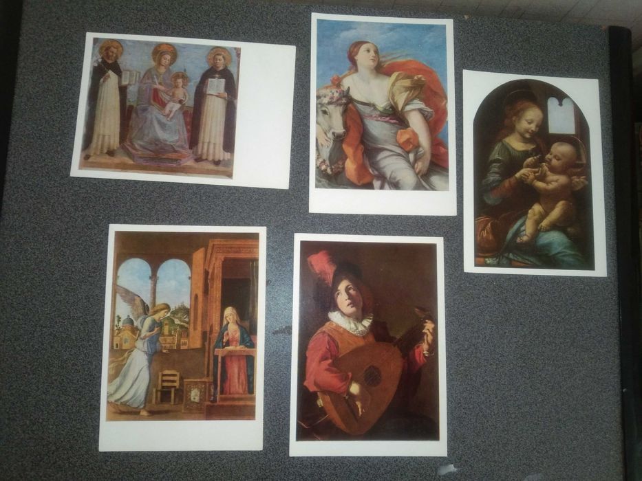 5 открыток одним лотом Леонардо да Винчи, Гвидо Рени и др.