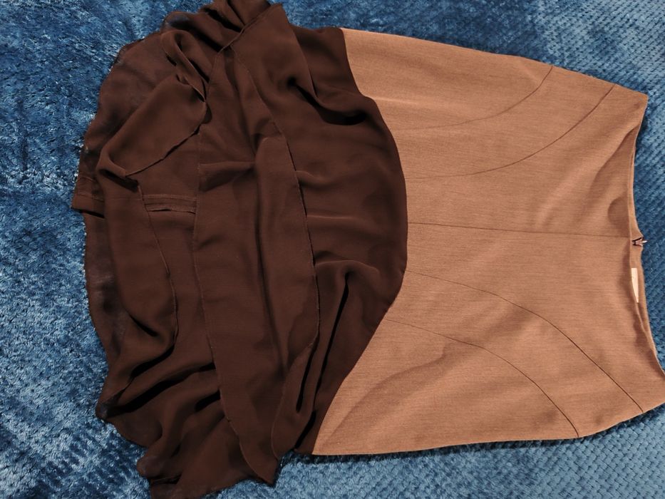 Spódnica damska- ciemny szary z czarnym dołem