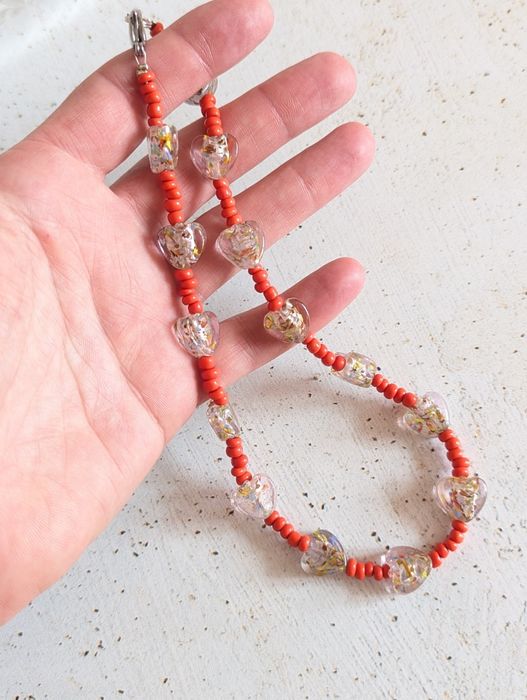 Letni choker koraliki plus serduszka