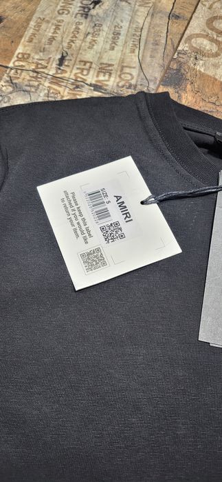 Czarna koszulka męska najwyższa jakość logo Amiri S