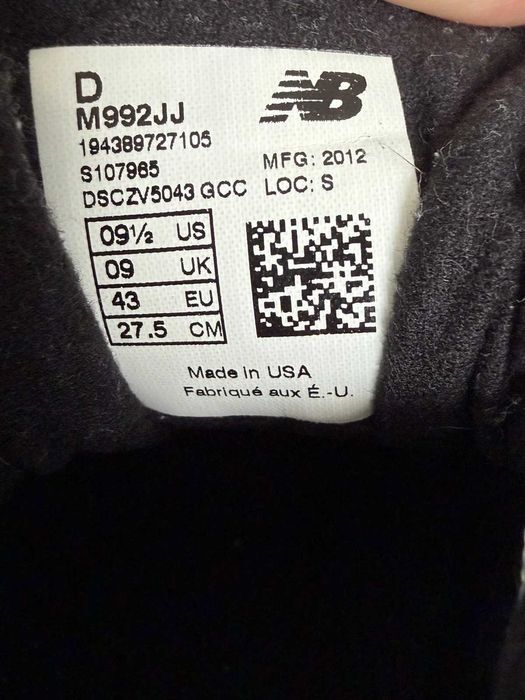 New Balance 992 MiUSA Verde Jjjjund 9.5