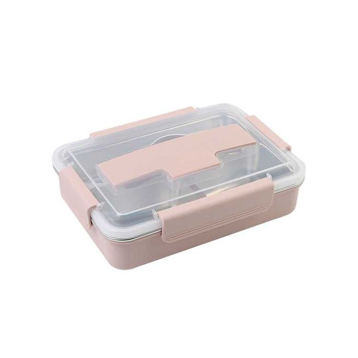 Pojemnik Lunch box  dzielony 3 komory1,4 L Z ŁYŻKĄ I WIDELCEM