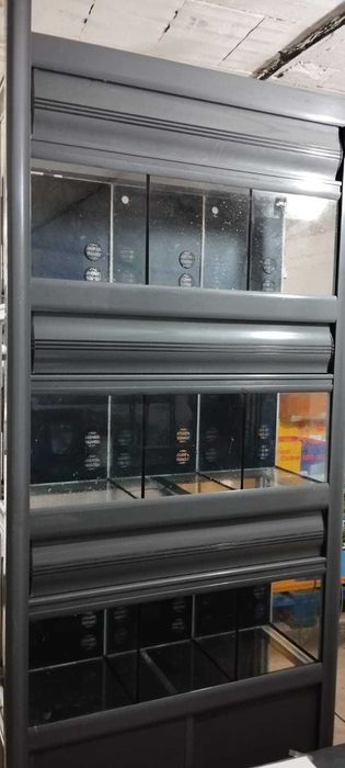 Baterias de exposição para animais em lojas petshop