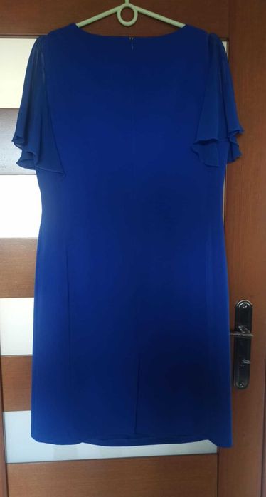 Niebieska sukienka midi, rozmiar 46