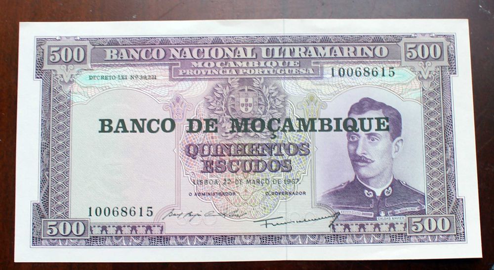 4 Notas Novas de Escudos de Moçambique de 1961 a 1972