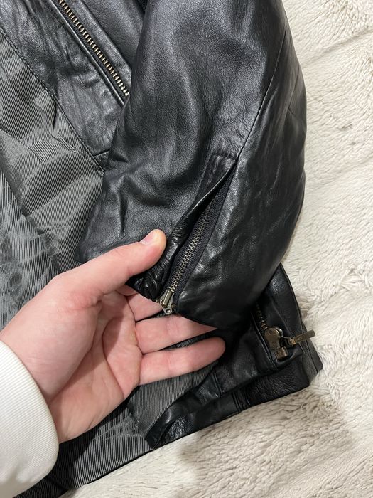 ZARA (S/M) Leather Jacket мужская кожанка кожаная куртка на молнии чер