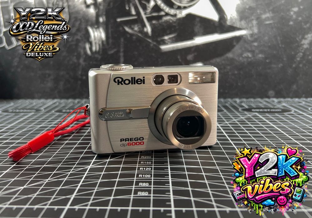 Y2K VINTAGE CCD DIGICAM aparat kompaktowy Rollei PREGO dp6000 + Karta pamięci 1GB + Baterie